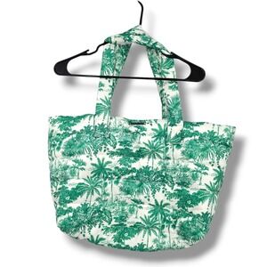 Vineyard Vines Quilted Tote Bag Green Palm Tree‎ Print Beach Vacation Travel